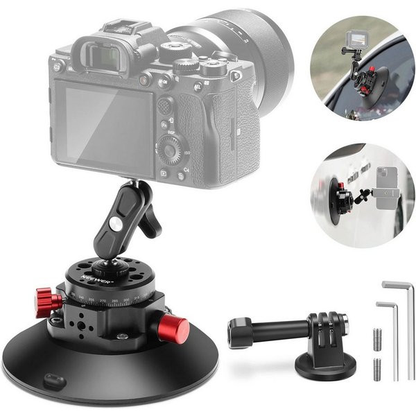 Neewer Action Cam-Halterung CA013 6"/15,2cm Kamera Saugnapf Halterung, mit Kugelkopf Magic Arm, (Packung, Farbe:schwarz, Grundfarbe:schwarz, mit Kugelkopf Magic