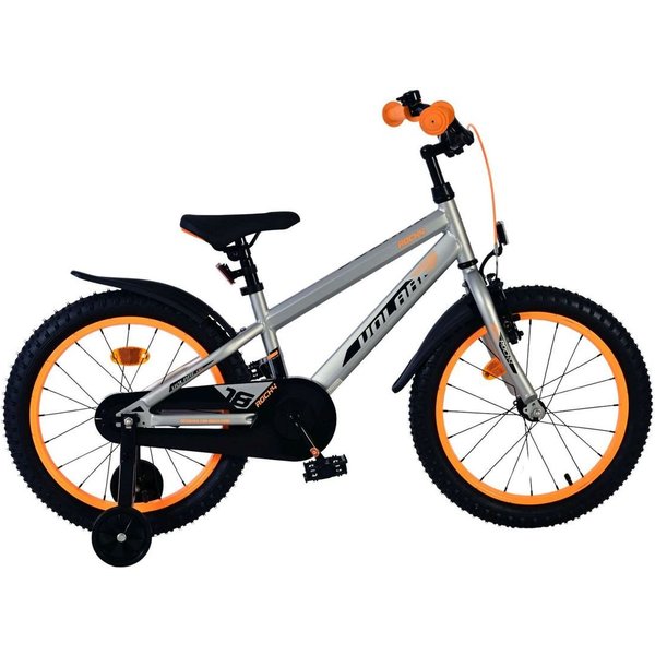 Volare Kinderfahrrad 18 Zoll Kinder Fahrrad Kinderfahrrad MTB Rad Bike Rocky Grau 51853, 1 Gang, Rücktritt, Seitenständer, Schutzbleche, Kettenschutz