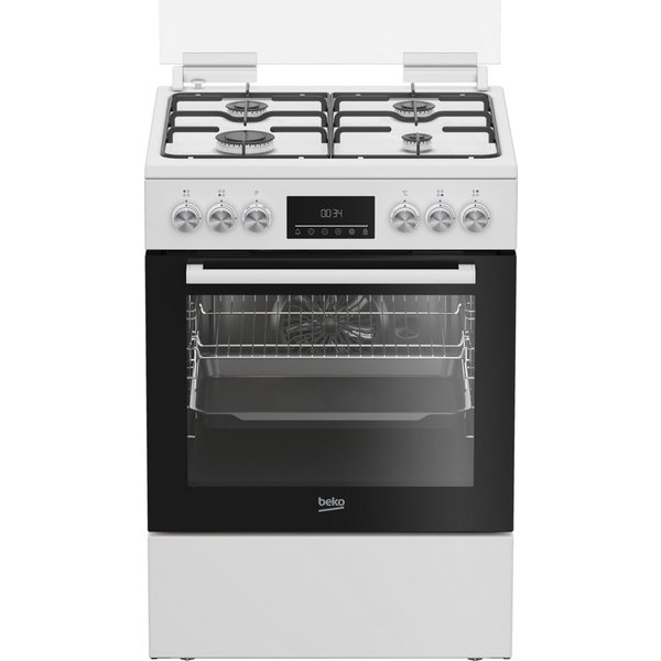 BEKO Gas-Standherd FBM62320WDSL, mit Teleskopauszug nachrüstbar, Multifunktionsdisplay – Übersichtliche Information auf einen Blick