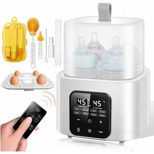 Luckice Babyflaschenwärmer 2026 Modell 9-in-1 Babyflaschenwärmer und Sterilisator 4 Flaschen, BPA-frei,vier intelligente Betriebsmodi,LED-Touchscreen mit Nachtl