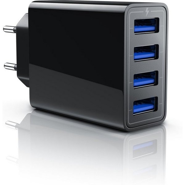 Aplic 4-Port Netzteil für Handy, Tablet uvm. 5000mA, 2,4A Max. je Port, 25W USB-Ladegerät (5000 mA, 1-tlg., lädt 4 Geräte gleichzeitig, für Familie, Büro und Re