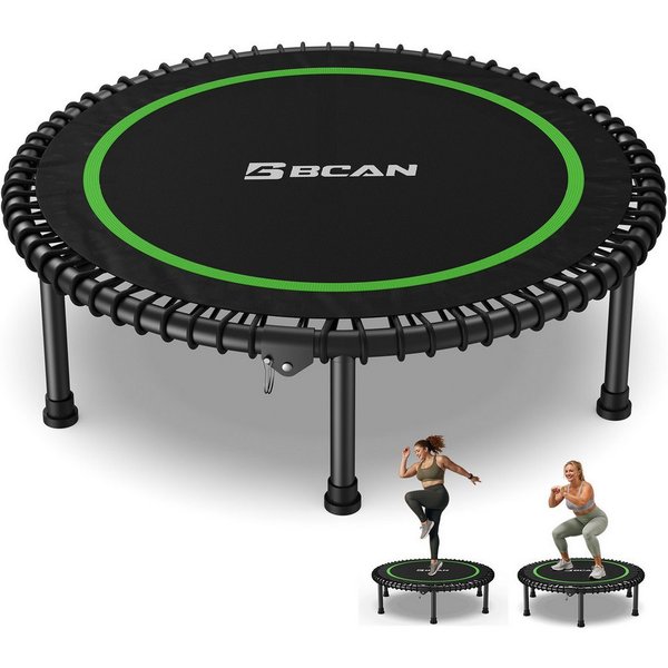 BCAN Fitnesstrampolin Mini-Trampolin, klappbar, leise, Gummiseile, Ø 102 cm, (1 tlg), ohne Griff, schwarz