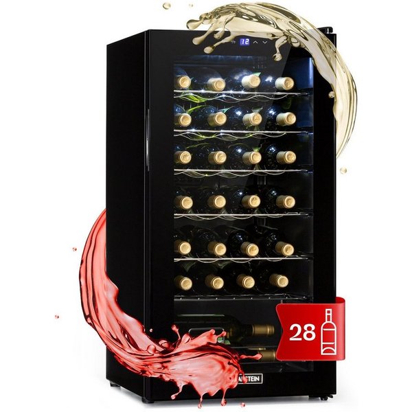 Klarstein Weinkühlschrank Shiraz 28 Uno Weinkühlschrank 74 L 28 Flaschen 5-18 °C Touch, für 28 Standardflaschen á 0,75l,Wein Flaschenkühlschrank Weintemperiersc