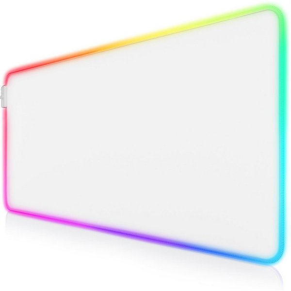 Titanwolf Gaming Mauspad RGB Mousepad 900 x 400 x 3 mm, LED Multi Color XXL Tischunterlage, rutschfest, abwaschbar, Geschwindigkeit & Präzision, weiß