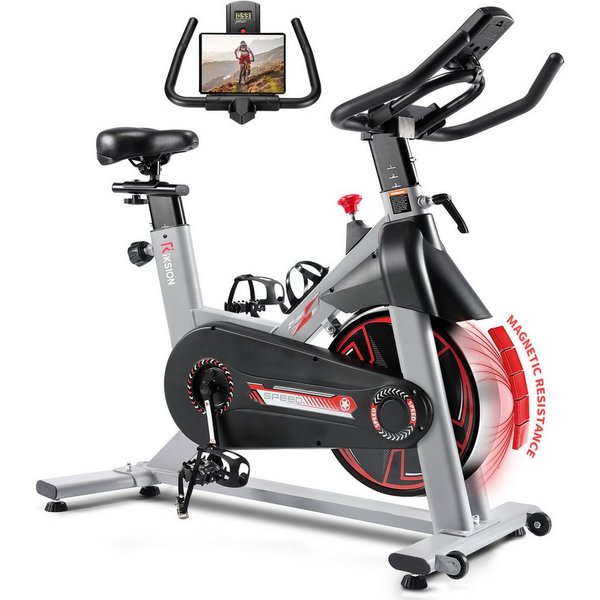 Riksion Heimtrainer mit LCD-Monitor, Magnetwiderstand Stationäres Fahrrad für Zuhause (1-tlg), Indoor Bike mit Flüsterleise, Schweres Schwungrad
