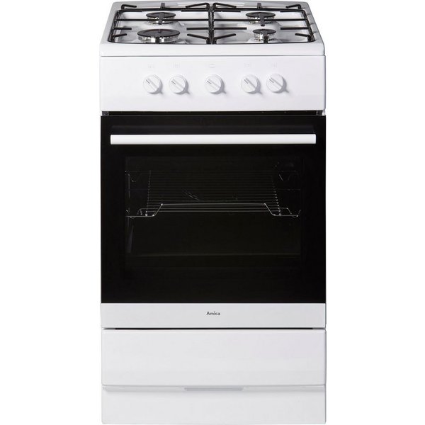 Amica Gas-Standherd SHGG 11502 W, Klassisches Kochen mit direkter Gasflamme und vertrauter Bedienung