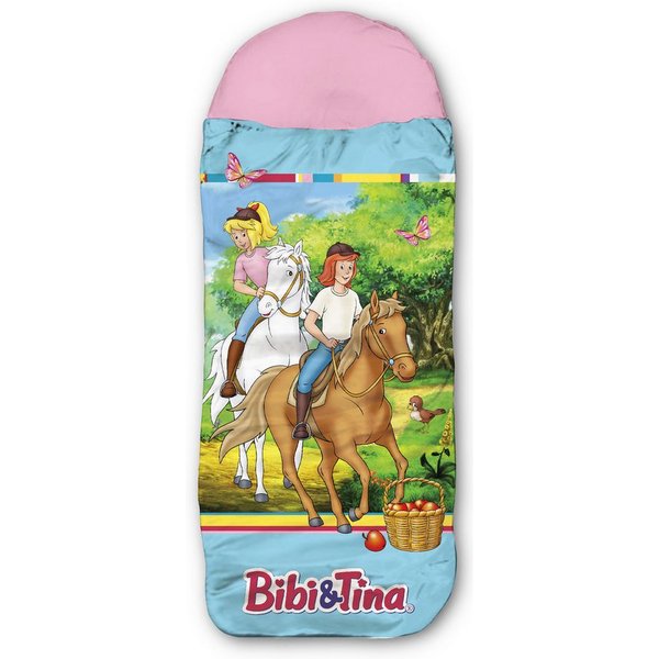 BERONAGE Kinderschlafsack Bibi und Tina Freunde Blau/Rosa Kinder-Schlafsack, 140 cm + 30 cm (Kapuze) x 70 cm