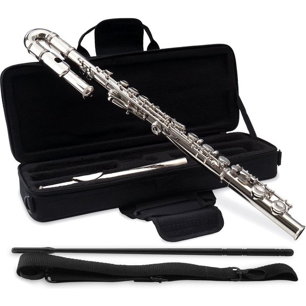 Classic Cantabile Querflöte FL-100J Querflöte mit geb. Kopfstück Silbern C, Geschlossene Klappen, leichtgängige E-Mechanik