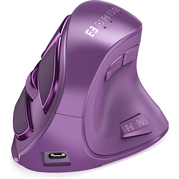 Seenda Vertikale Ergonomische Kabellose Maus, Wiederaufladbar Maus (2.4 GHz Wireless, Bluetooth 5.0, Dual Bluetooth + 2.4G, Multi-Device für Laptop/PC/Mac, Schw
