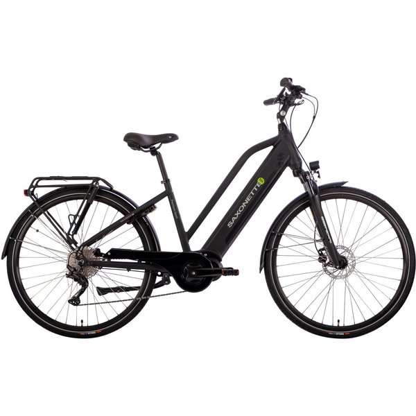SAXONETTE E-Bike Trekkingrad Premium Sport (Trapez), 10 Gang, Kettenschaltung, Mittelmotor, 522 Wh, Pedelec, Elektrofahrrad für Damen