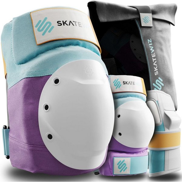 SKATEWIZ Protektoren-Set SHIELD - Skateboard Schonerset für Jugendliche und Erwachsene (Inliner Protektoren Damen Ellbogenschützer Herren, 7-tlg., Handschoner, 