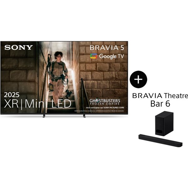 Sony K-75XR5 BRAVIA 5 Mini-LED-Fernseher (189 cm/75 Zoll, 4K Ultra HD, Smart-TV, Google TV, Set aus TV BRAVIA 5 Direct LED Fernseher + BRAVIA Theatre Bar 6)