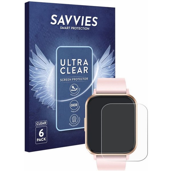 Savvies Displayschutzfolie Schutzfolie für walkbee Smartwatch 1.83", 6 Stück, Displayschutz Schutz Folie Klar Transparent