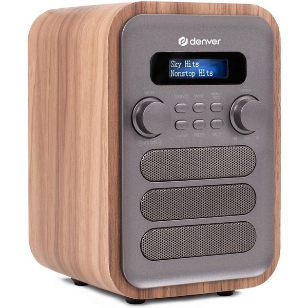 Denver DAB-48 GREY Radio (DAB UKW Radio mit Weckfunktion, Bluetooth und Kopfhörerausgang)