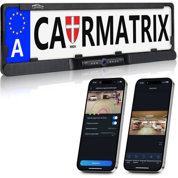 CARMATRIX D43E Rückfahrkamera (Auto WLAN Funk Rückfahrsystem im Nummernschild Kennzeichenhalter, Rückfahrkamera Digital kabellose Einparkhilfe zum nachrüsten AP
