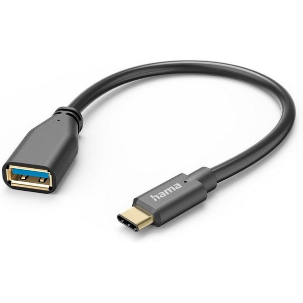 Hama USB Adapterkabel, OTG, USB C Stecker, USB A Buchse, 15 cm, Schwarz USB-Kabel, USB-C, USB Typ A (15 cm)