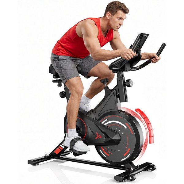 Gywowken Heimtrainer Fahrrad mit 0-100% Einstellbarer Widerstand (mit Tablet-Halter, Indoor Bike für Cardio-Training, Bis 120KG), Leises Hometrainer Fahrrad mit