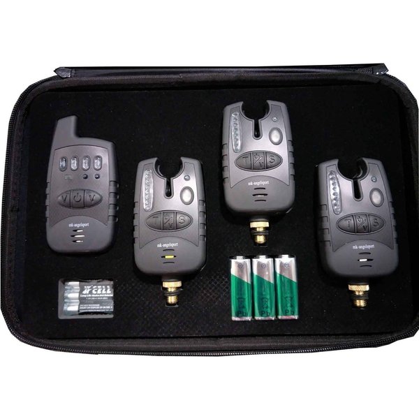 MK Angelsport elektronischer Bissanzeiger MK Carbon Bissanzeiger 3er Set 1:1, (3 Bissanzeiger in Rot, Gelb, Grün mit 1:1 Funkübertragung. Passender Receiver und