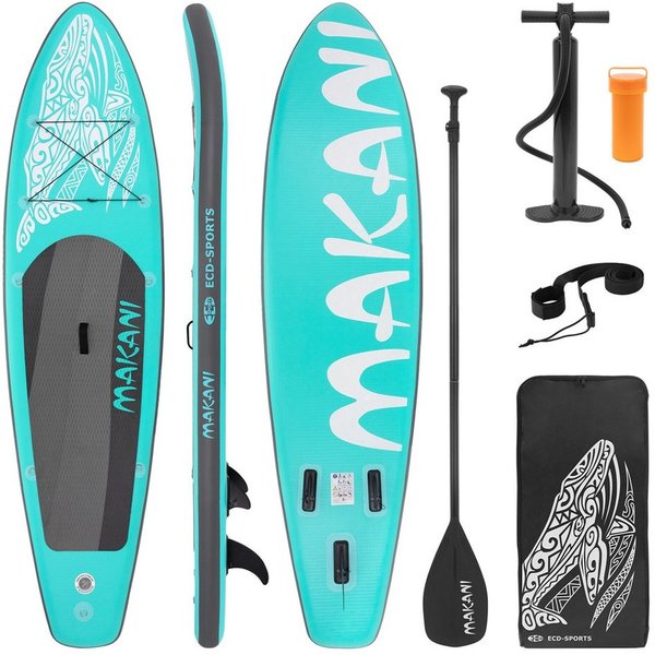 ECD Germany SUP-Board Stand Up Paddle Board aus PVC Paddelboard Paddling Board, Stand-Up Paddle-Board, SUP Board 320x80x15 cm 120 kg Traglast rutschfest türkis 