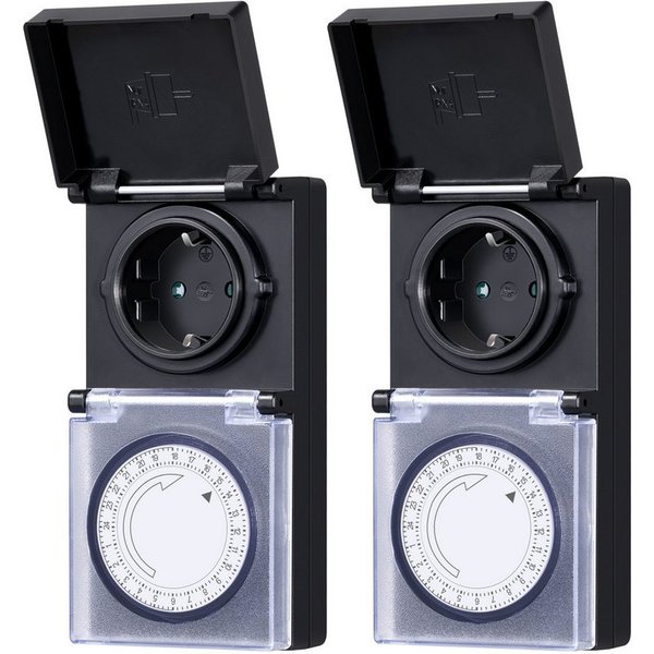 DEWENWILS Zeitschaltuhr Aussenbereich, mechanisch, 2er Set, 15 Min. Intervall, Outdoor Timer