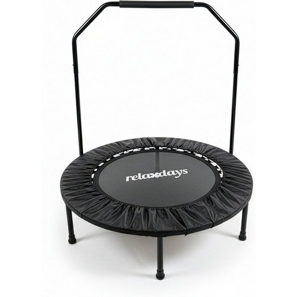 relaxdays Fitnesstrampolin Trampolin mit Haltestange Ø 102 cm, Ø 102 cm, (1 tlg), schwarz, 102 cm