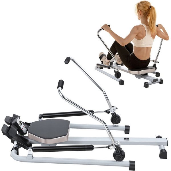 Rutaqian Heimtrainer Heim-Rudergerät, Hydraulisches Rudergerät mit LCD-Monitor, Rudergerät einstellbarem Widerstand bis zu 50 kg und großem, bis 120KG
