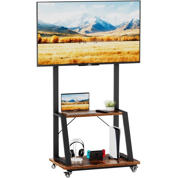 Dripex TV-Ständer mit Rollen Höhenverstellbar für 40-70 Zoll Fernseher, (bis 70 Zoll, Mobile TV Standfuß Rollbar)