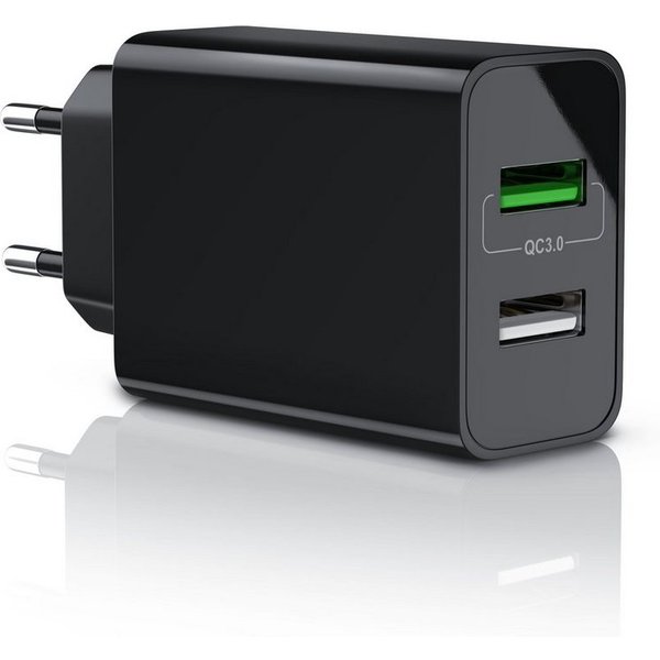 Aplic 2-Port, 30W, Quick Charge 3.0 (QC 3.0) Schnelladefunktion USB-Ladegerät (3000 mA, 1-tlg., lädt 2 Geräte gleichzeitig, bis zu 4x schneller, für iPhone & An