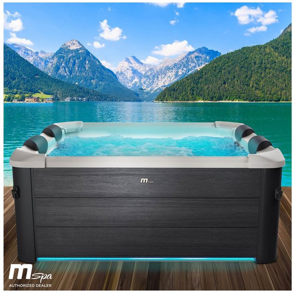 BRAST Whirlpool MSpa Oslo & Amber Aero Plus mit Fester Außenwand inkl. LED-Beleuchtung, Aufstellbecken, (für 6 Personen, 180x180x65cm, 140 Massagedüsen), Ganzjä