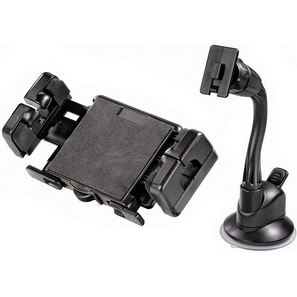 Hama Halterung Universal 2in1 Handy-Halterung Navi-Halter, (Schwanenhals Auto-Scheibe Saugnapf 360-Grad Einstellbar)