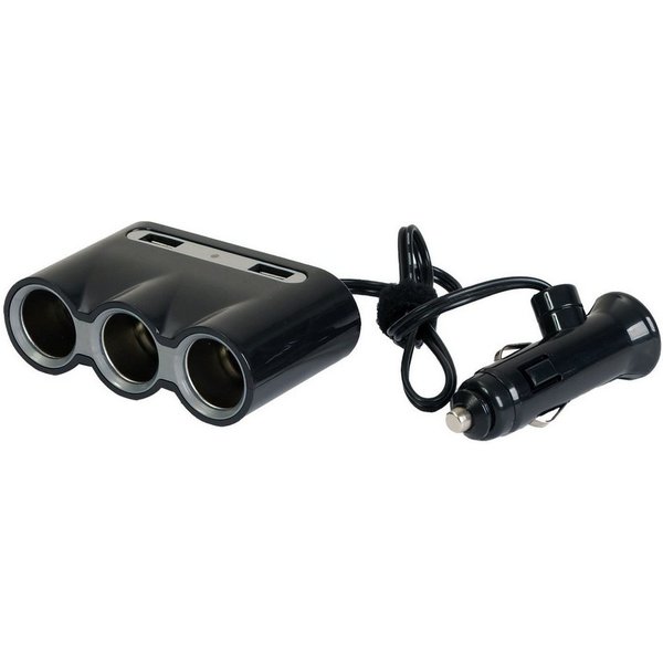 Filmer Zigarettenanzünder-Verteiler 3x Verteiler 12V Zigarettenanzünder mit 2 USB, Doppel-Steckdose Auto Strom-Adapter Montagezubehör