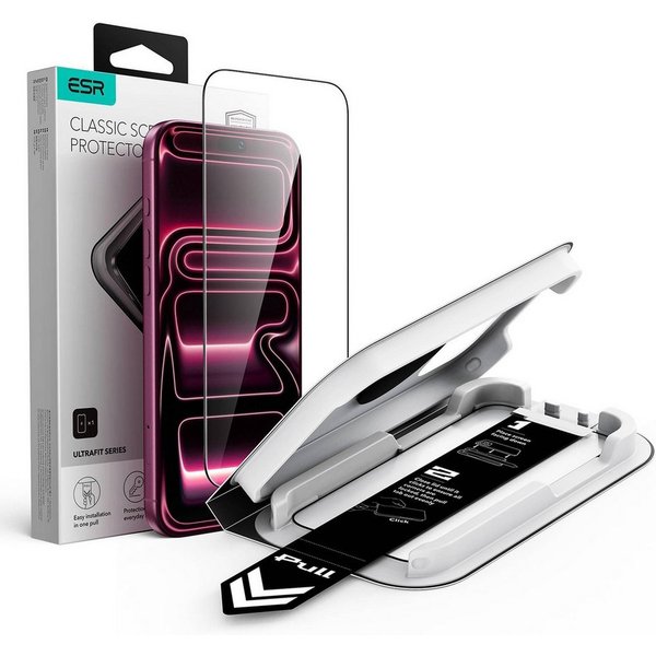 ESR Displayschutzglas Tempered-Glass Displayschutz für das iPhone 18 Pro für Apple iPhone 18 Pro/17 Pro, 9H-Härte, 7-fache Stoßdämpfung, UltraFit Aufbringhilfe