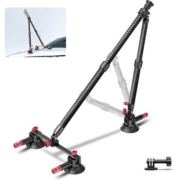 Neewer Action Cam-Halterung CA136 Autohalterung Set mit drei Saugnäpfen, für GoPro Insta360, (Packung, 1-tlg., Kamerahalterung aus Kohlefaser, NATO Schiene, 60c