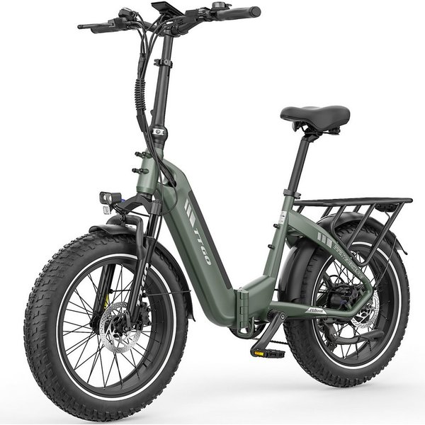 TTGO E-Bike Klapprad 20 Zoll, 4,0'' Fatbike-Reifen, 70Nm, Lockout-Federgabel, Faltrad, 7 Gang SHIMANO, Kettenschaltung, Heckmotor, 864 Wh, 140km, Drehmomentsens