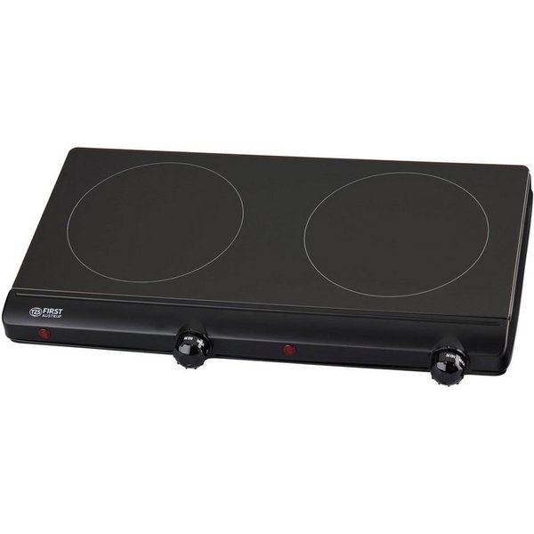 TZS FIRST AUSTRIA Doppelkochplatte 2500W, Infrarot, einstellbare Thermostatsteuerung, Glaskeramik, 2x150 mm Kochzonen, Überhitzungsschutz, manuelle Bedienung