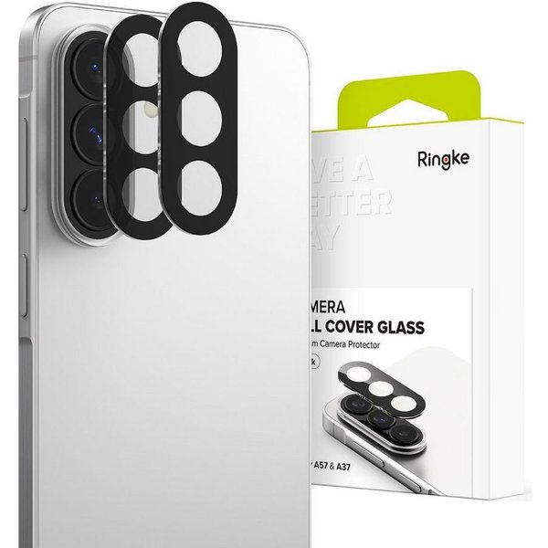 Ringke Kameraschutzglas Vollschutzhülle 2er-Pack für Samsung Galaxy A37 / A57 5G - schwarz für Samsung Galaxy A37, 2er-Set, 9H Glas schützt die Kamera präzise u