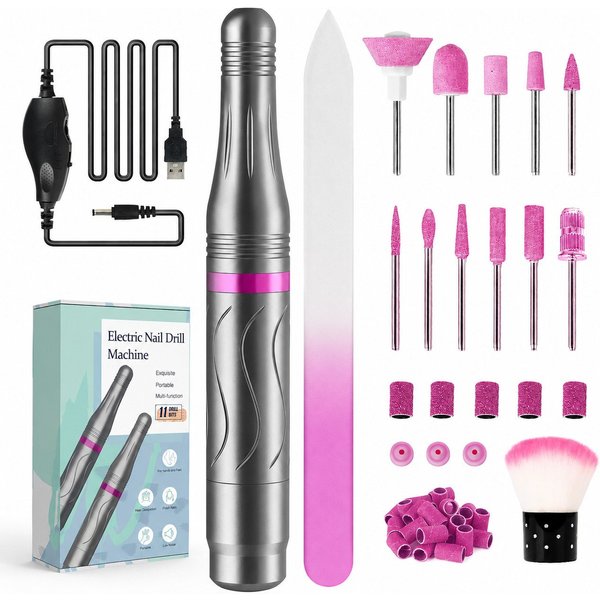 PTUI Maniküre-Pediküre-Set Elektrischer Nagelfräser 11-in-1 Set für Gel Acryl Nägel 20000 U/min, 79-tlg., Professionelles 11-teiliges Nagelfräser-Set für Manikü