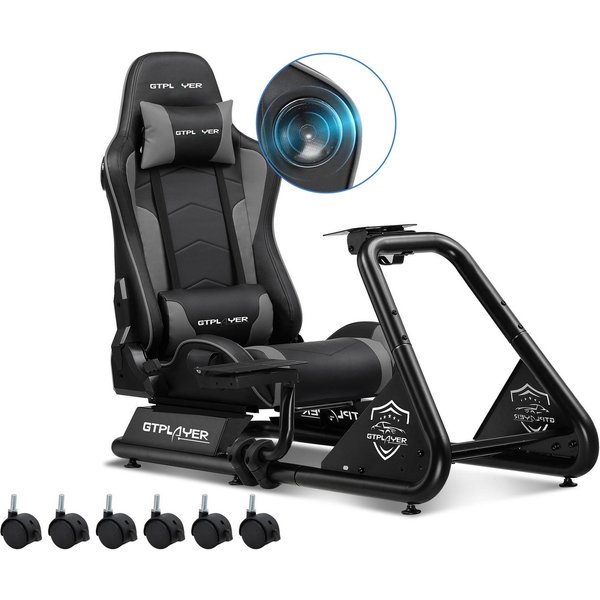 GTPLAYER Simulator Cockpit, sim racing cockpit racing wheel stand Controller (mit Bluetooth-Lautsprecher und Pedalablage)