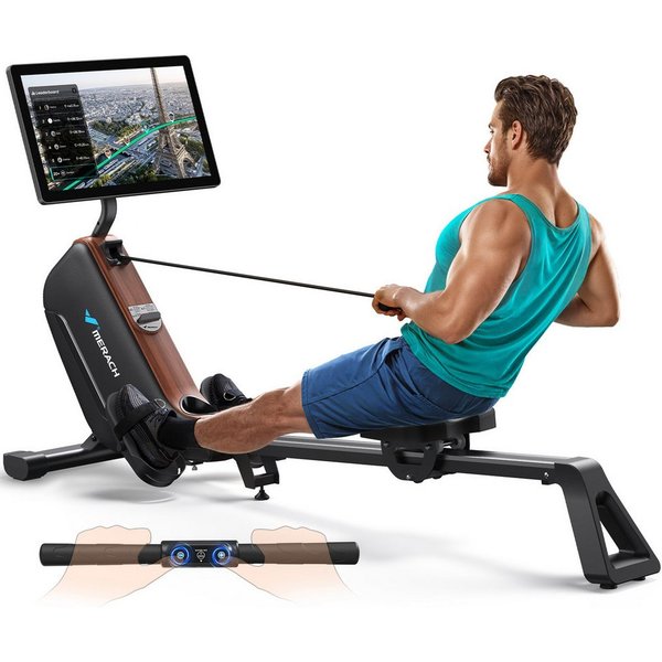 MERACH Rudergerät mit HD-Bildschirm, leise mit 16 Magnet-Widerstandsstufen (HD-Display, Rudermaschine mit Bluetooth, faltbar, platzsparend, 1-tlg., Kompatibel m