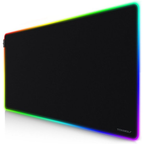 Titanwolf Gaming Mauspad RGB Mousepad 1200 x 600 x 3 mm, LED Multi Color XXXL Tischunterlage (1-St), rutschfest, abwaschbar, Geschwindigkeit & Präzision, Titanw