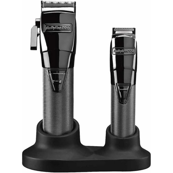 BaByliss Multifunktionstrimmer Pro 4Artists GunsteelFX FX8705E, Duo-Set aus Haarschneider & Trimmer, 2 Ladestationen, Öl, Bürste, Digitaler Motor, Lithium-Ionen