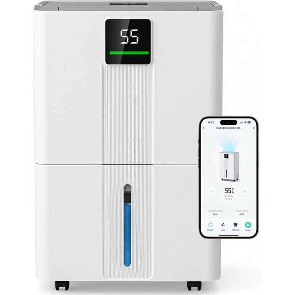 Furnicopia Luftentfeuchter 35 L/Tag WLAN, 5,5 LTank, Sensor, leise, Auto-Abtauung, Timer, für 200 m³ Räume, Entfeuchtung 30 l/Tag, Tank 5,5 l, R290, 5,5L Tank, 