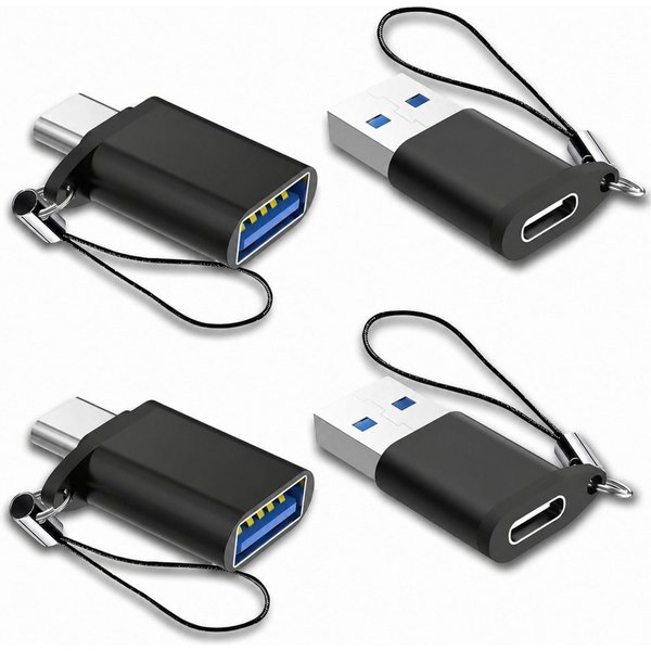 Forrlite USB C Adapter 10Gbps 4 Stück, USB auf Typ C 3.2 Adapter (2 Pack) USB-Adapter Typ C auf A Stecker (2 Pack), USB Adapter Kompatibel mit iPhone 17 zu Gala