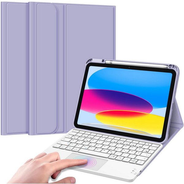Fintie Tablet-Hülle für iPad 11. Generation 2025 11"(A16), iPad 10. Generation 2022 10.9", mit magnetischer Abnehmbarer Deutscher Touchpad Tastatur-QWERTZ Layou