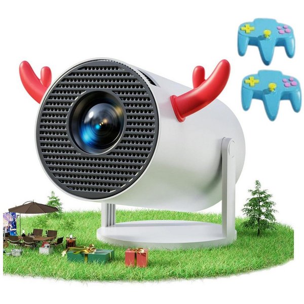 Vivitar Spiele Beamer mit 2 Controller + Android 11, WLAN & Bluetooth Mini-Beamer (Projektor in Cola-Dosen-Größe, Full HD 1080P, 4K-komp., Auto-Keystone)
