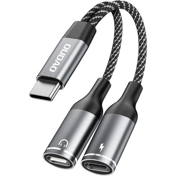 Dudao L13C+ USB-Adapter USB-C Stecker zu USB-C Buchse, 2-in-1 Adapter: Laden und Musik gleichzeitig