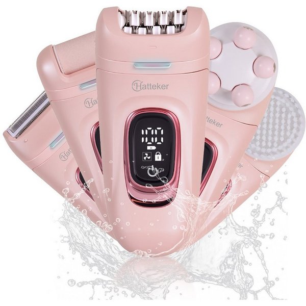 HATTEKER Epilierer HT-582, Aufsätze: 1 St., Körperpflegegerät, Damen Rasierer, 24 Edelstahl-Pinzetten, Wet&Dry