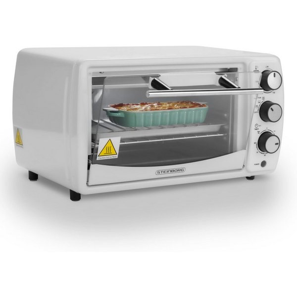 STEINBORG Minibackofen SB-3005w, 13 Liter, Großes Sichtfenster, Hitzebeständiges Gehäuse, 1200 Watt
