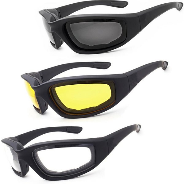 wohnTRAUM24 Motorradbrille Motorradbrille 3 Stück mit Schaumstoffpolster im Inneren, (3-St), Wasser- / Windfeste Brille für Motorradfahren