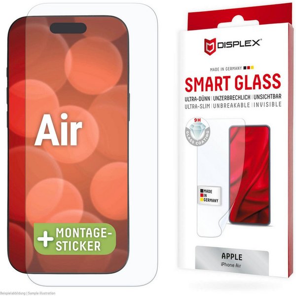 Displex Displayschutzglas Smart Glass Screen Protector für Apple iPhone Air, Displayschutzfolie, Schutzfolie, Bildschirmschutz, kratz- & stoßfest